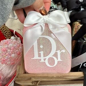 Fashion Pink Sparkle Ornament with White Bow